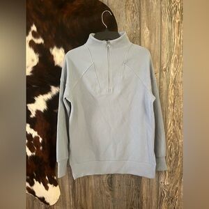 Tè Verde size XS ribbed quarter zip pullover textured light blue split side hem